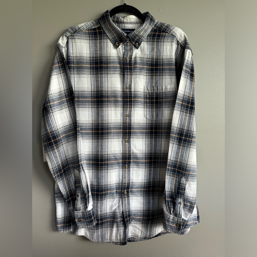 Croft & Barrow Men’s Button Up, 100% Cotton, White, Blue, Gray, Gold